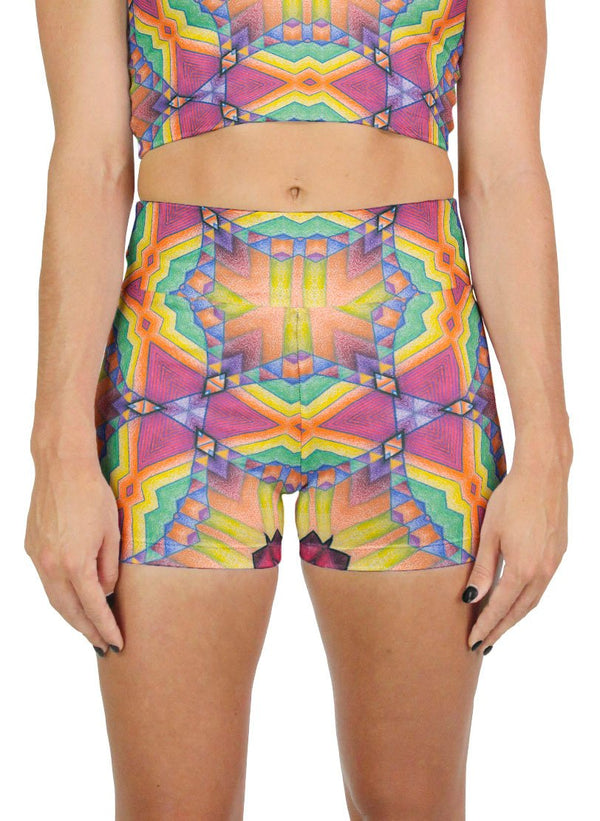 Universal Mind Patterned Active Shorts