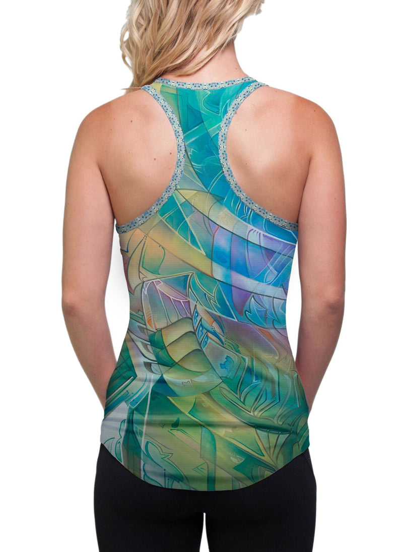 THE SUN SHINES FOR ALL WITHOUT RESERVATION RACERBACK TANK